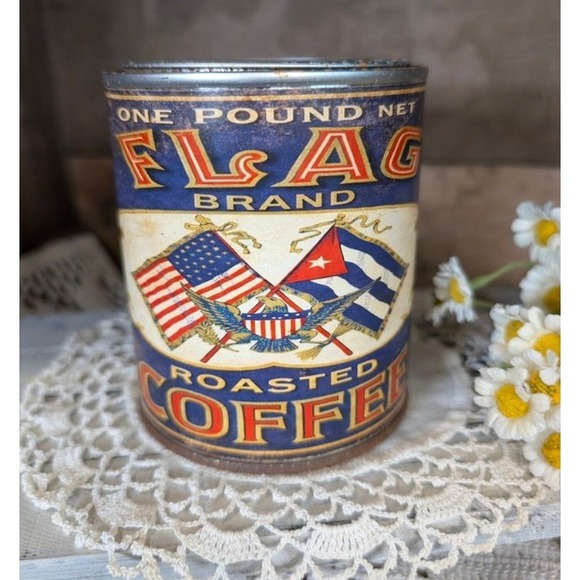 Other - FLAG Roasted Coffee Red Vintage Inspired Rusted Can - Pint - Americana